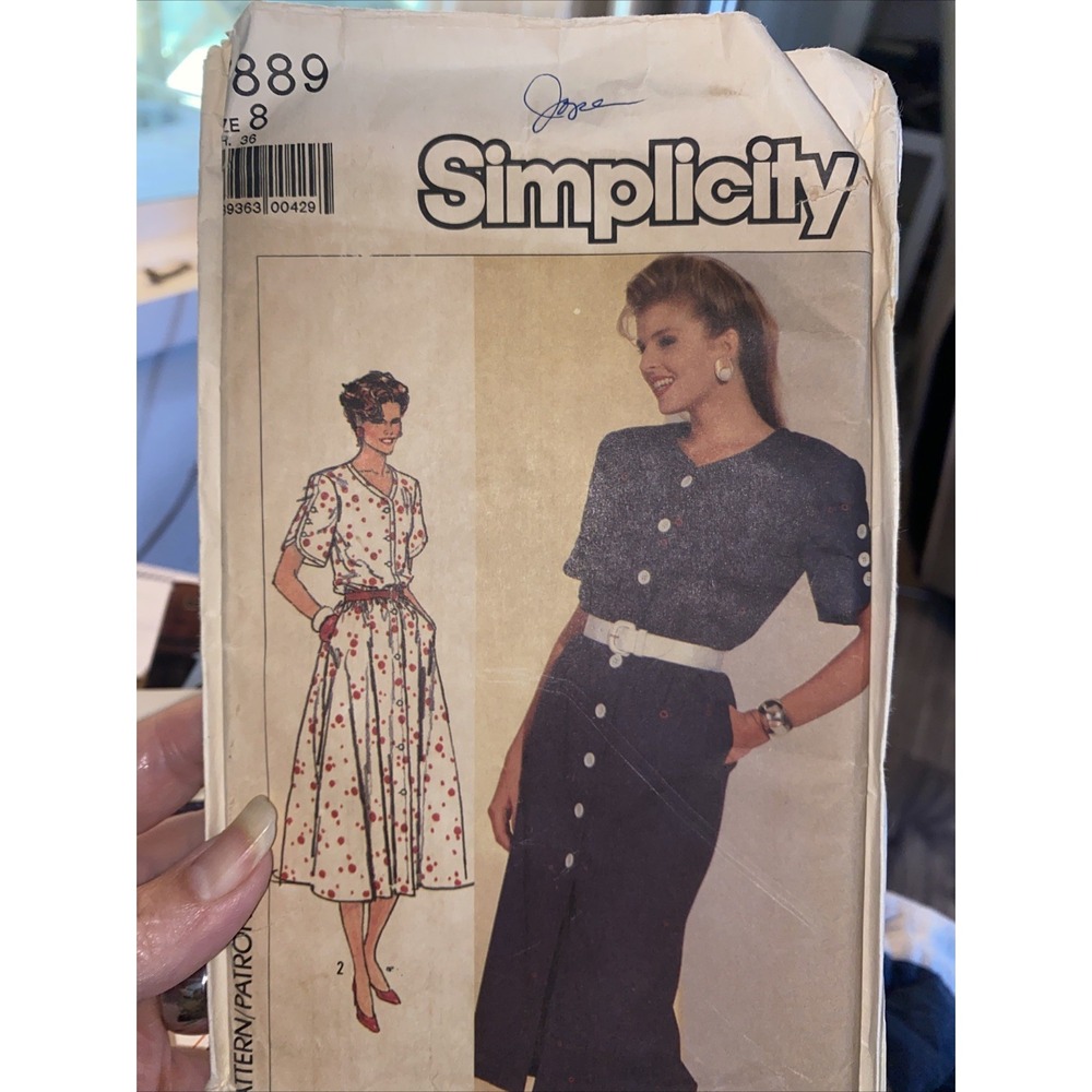 Vintage 1986 Simplicity Dress Sewing Pattern 7889 Size 8 Cut Complete